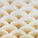 Geometric Abstract Glass Mosaic Wall Art with Repeating Scalloped Wave Pattern