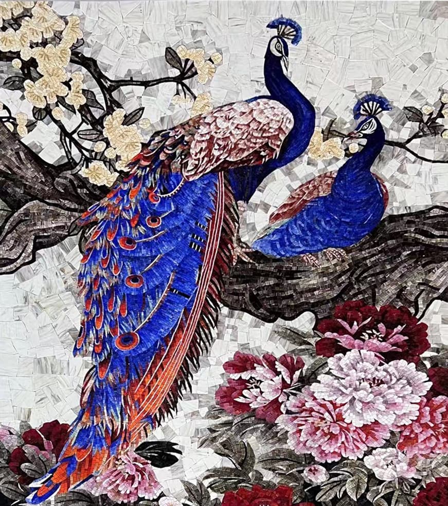 Luxury Peacock Glass Mosaic Tile – Handmade Bird Mosaic for Pool & Interior Wall