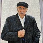 Elegant Mature Male Portrait Human Figure Glass Mosaic Artwork for Statement Walls