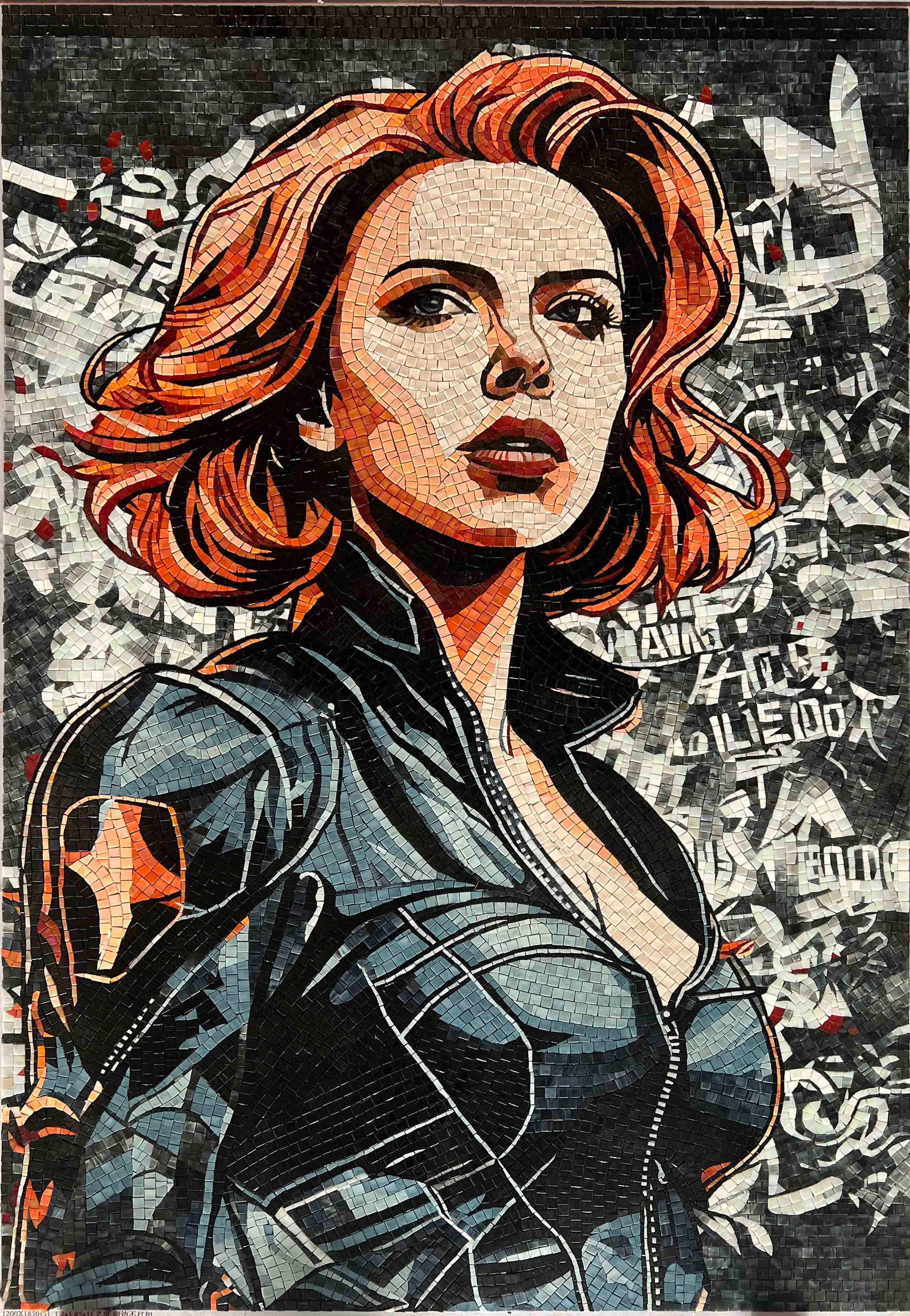 Contemporary Strong Female Human Figure Glass Mosaic Artwork for Modern Interior Feature Walls