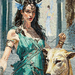 Mythological Female Human Figure Glass Mosaic Artwork for Artistic Interior Wall Decoration