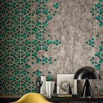 Islamic Geometric Glass Mosaic Wall Art – Vintage Emerald Star Pattern Handmade Mosaic