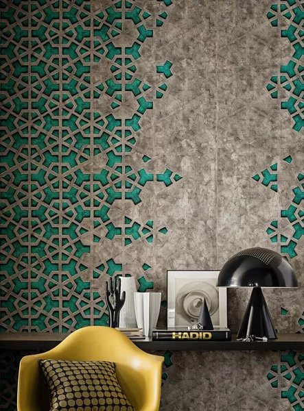 Islamic Geometric Glass Mosaic Wall Art – Vintage Emerald Star Pattern Handmade Mosaic