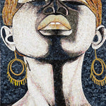 Expressive Contemporary Female Portrait Human Figure Glass Mosaic Artwork for Statement Interior Walls