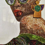 Contemporary Artistic Female Portrait Human Figure Glass Mosaic Artwork with Fashion-Inspired Design