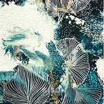 Contemporary Botanical Abstract Glass Mosaic Panel with Elegant Linear Texture