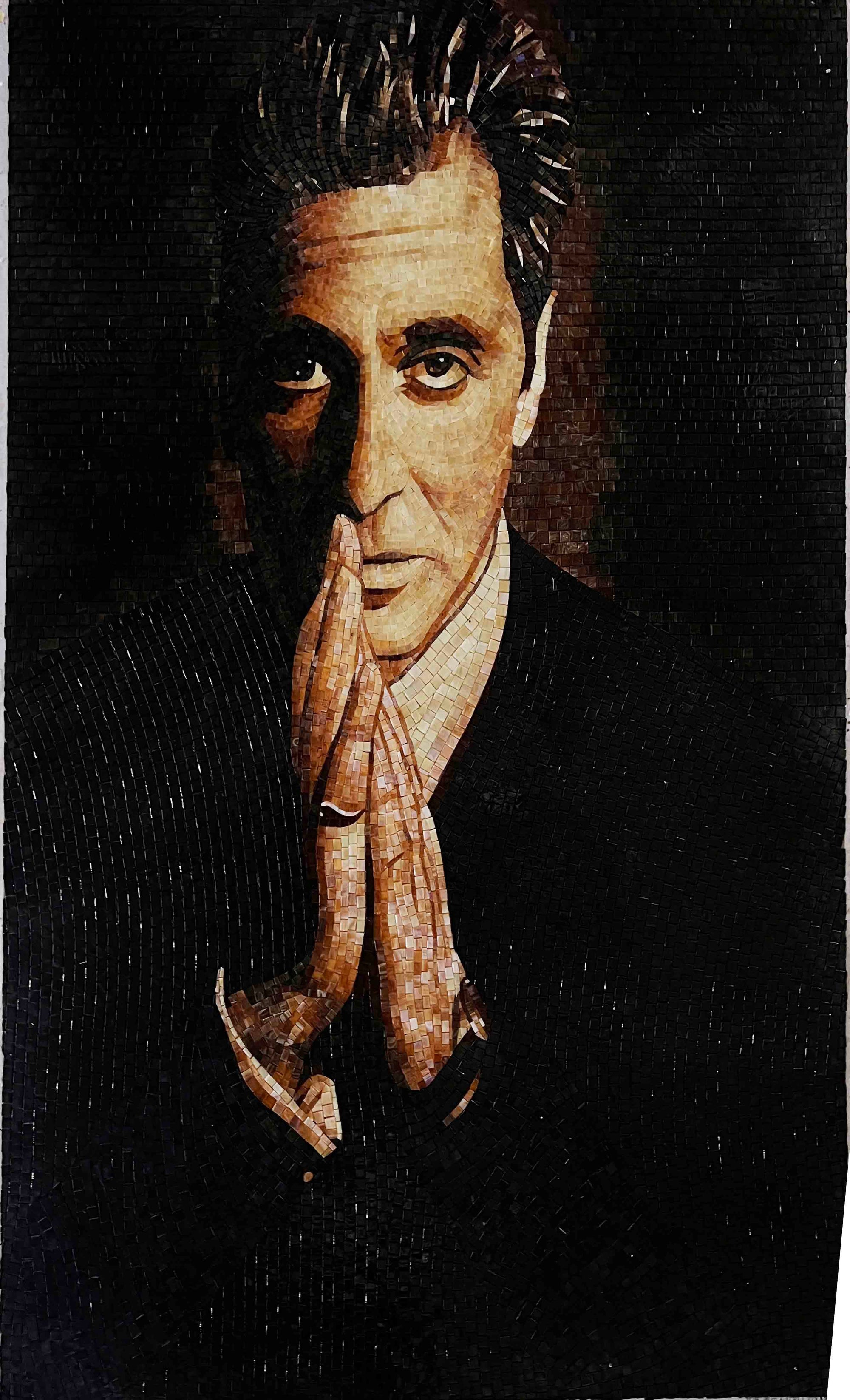Dark Tone Human Figure Glass Mosaic Portrait Artwork for Interior Feature Wall Decoration