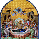 Dormition of the Virgin Mary Glass Mosaic Icon – Byzantine Christian Church Wall Art