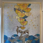 Artistic Abstract Glass Mosaic Wall Artwork with Poetic Movement and Layered Composition