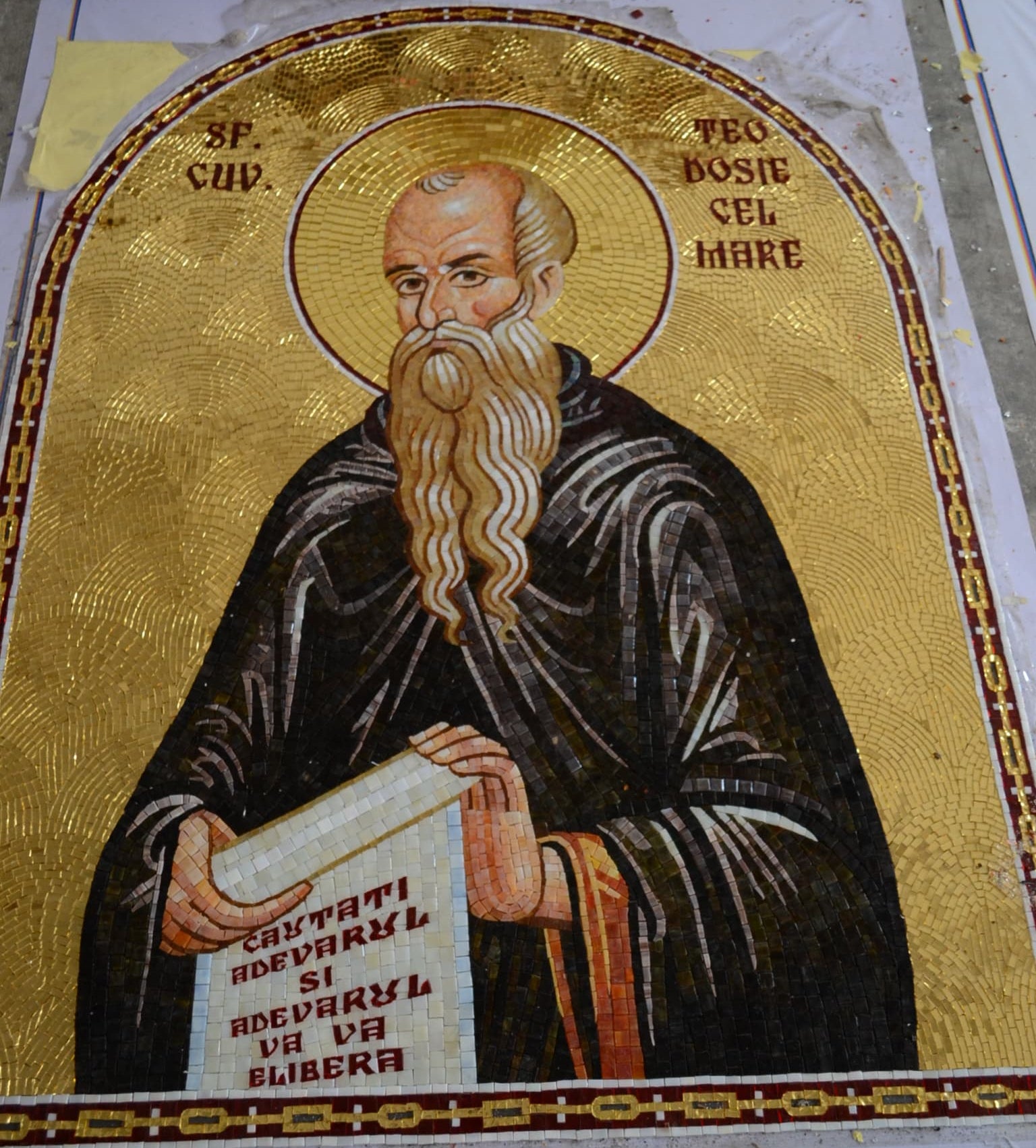 Byzantine Orthodox Holy Elder Glass Mosaic Icon for Church Walls