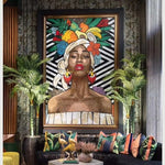 Contemporary African Female Portrait Human Figure Glass Mosaic Artwork for Luxury Interior Feature Walls