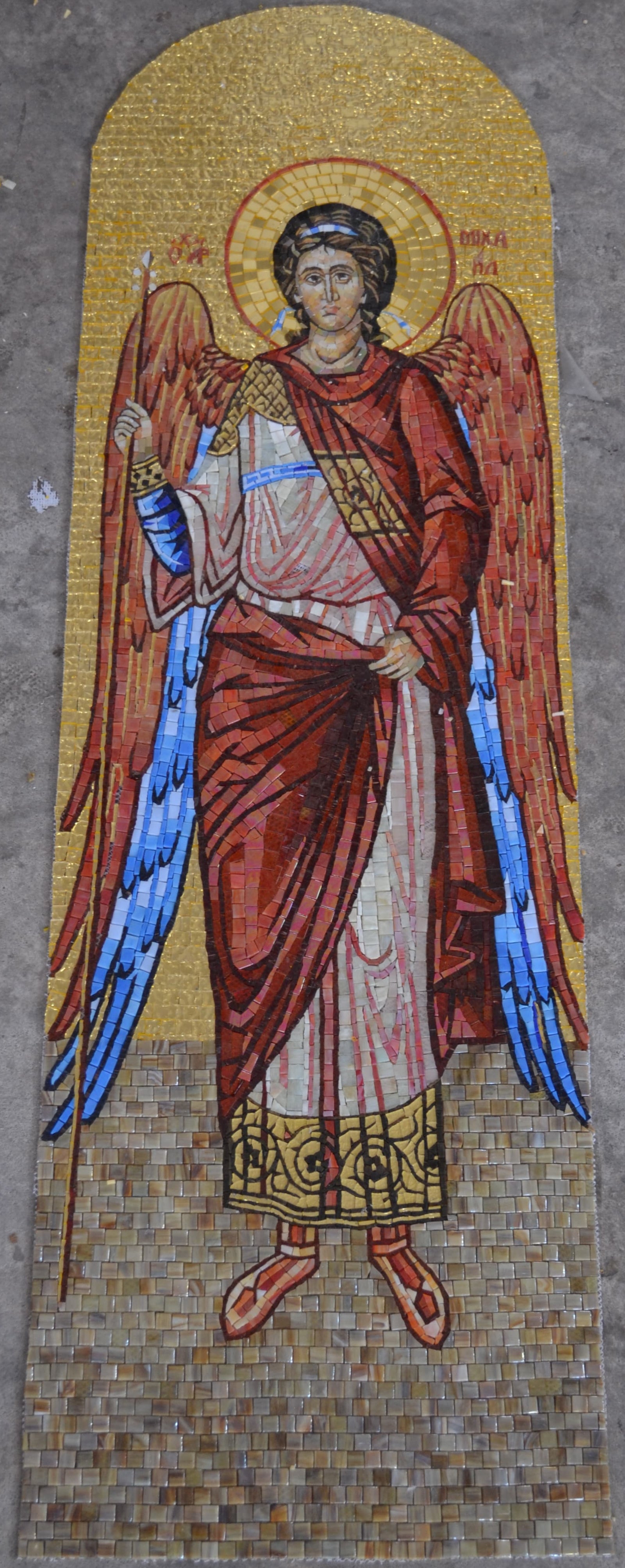 Full-Length Archangel Glass Mosaic – Byzantine Orthodox Church Wall Art