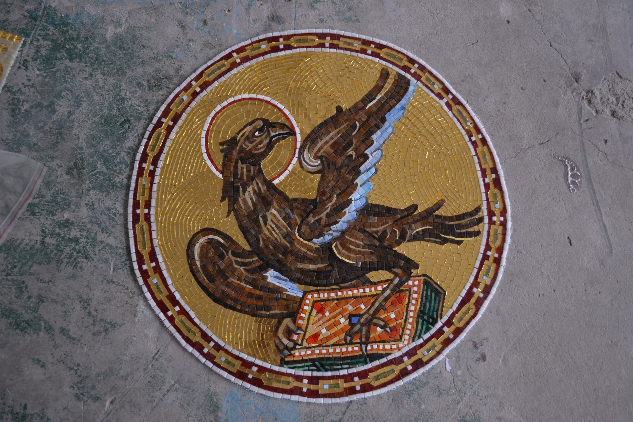 Byzantine Archangel Glass Mosaic Medallion – Orthodox Church Wall Art