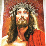 Jesus Christ with Crown of Thorns Glass Mosaic – Christian Passion Wall Art