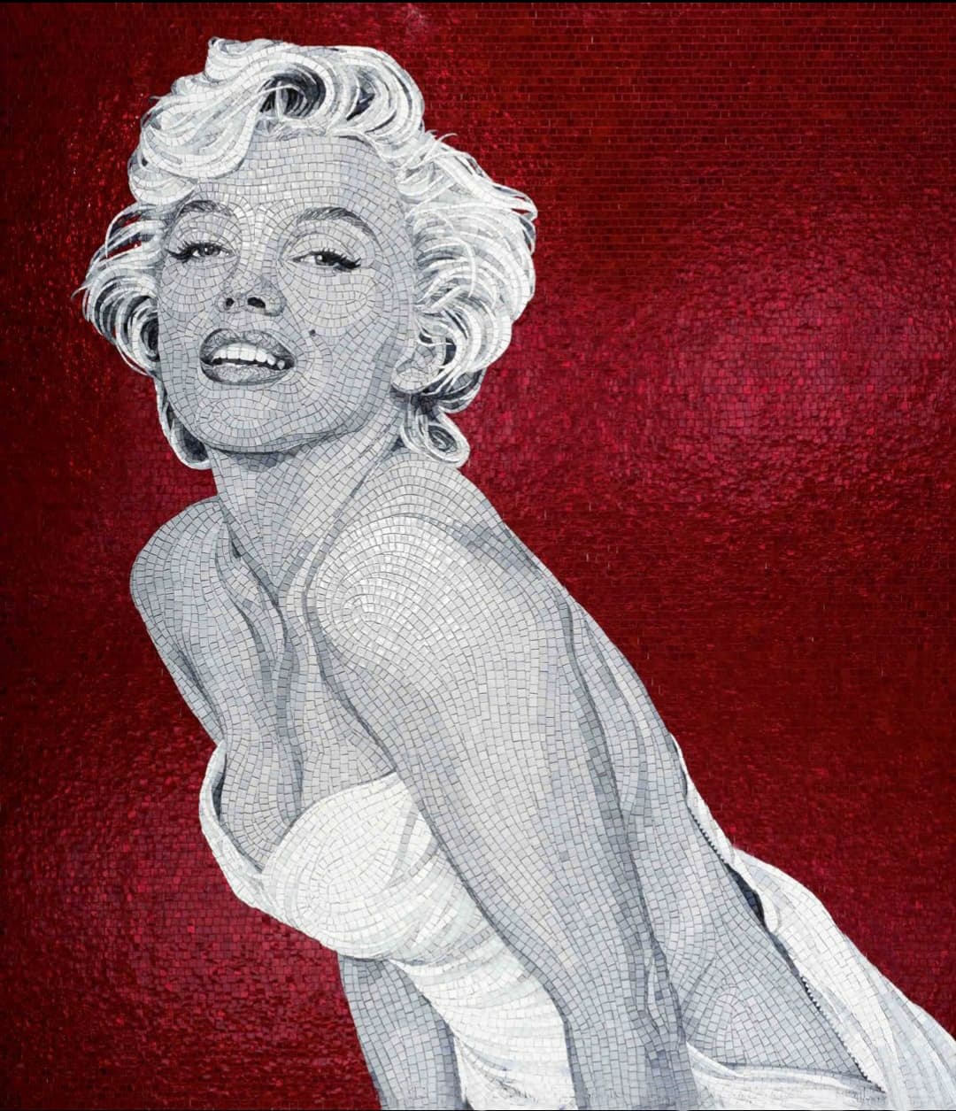 Classic Hollywood Style Female Glass Mosaic Human Figure Artwork