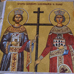 Orthodox Twin Saints Glass Mosaic – Byzantine Christian Church Wall Art