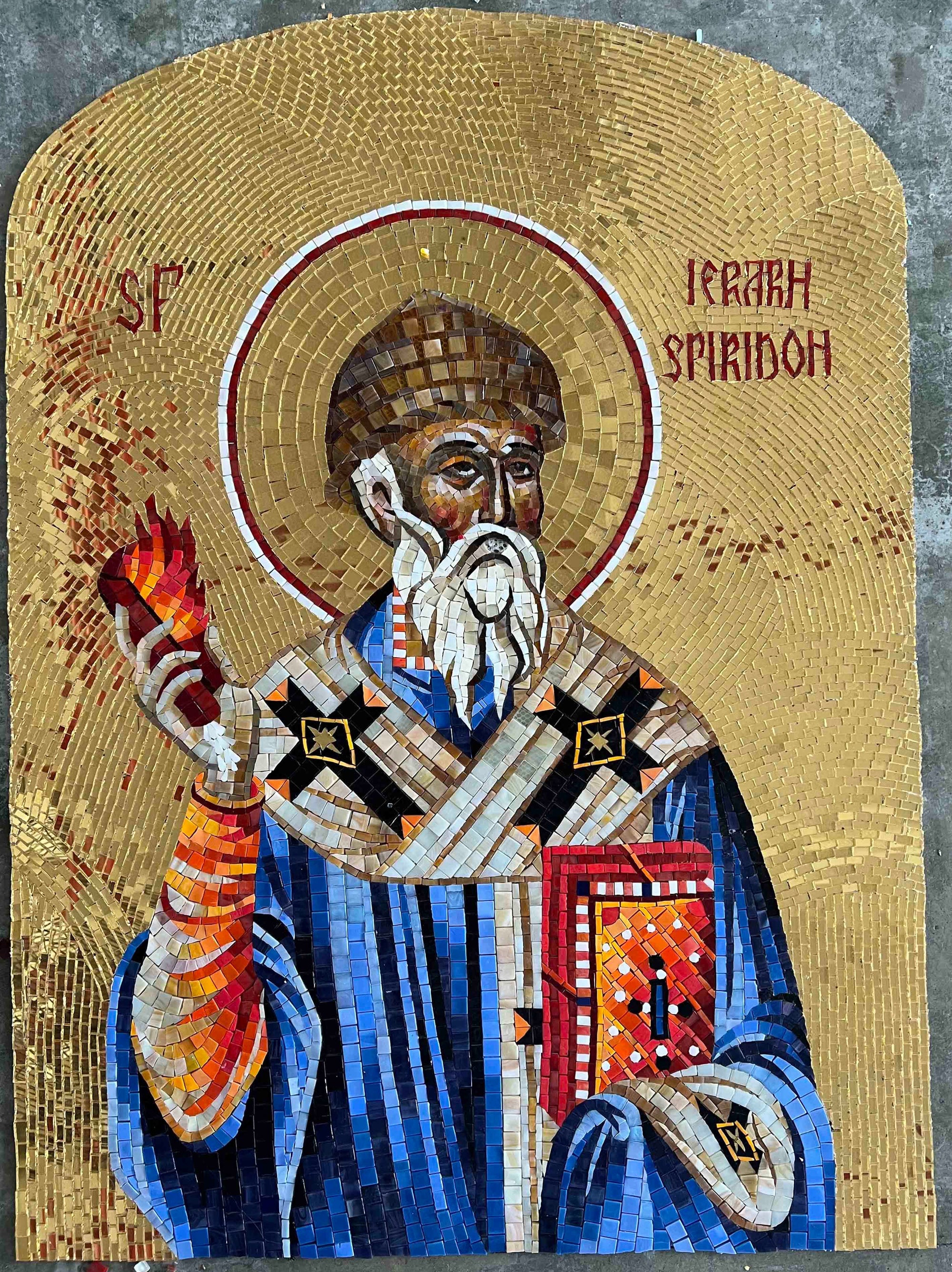 Eastern Orthodox Bishop Saint Glass Mosaic Religious Artwork