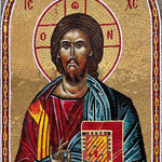 Jesus Christ Pantocrator Stone Mosaic Icon – Byzantine Orthodox Church Wall Art
