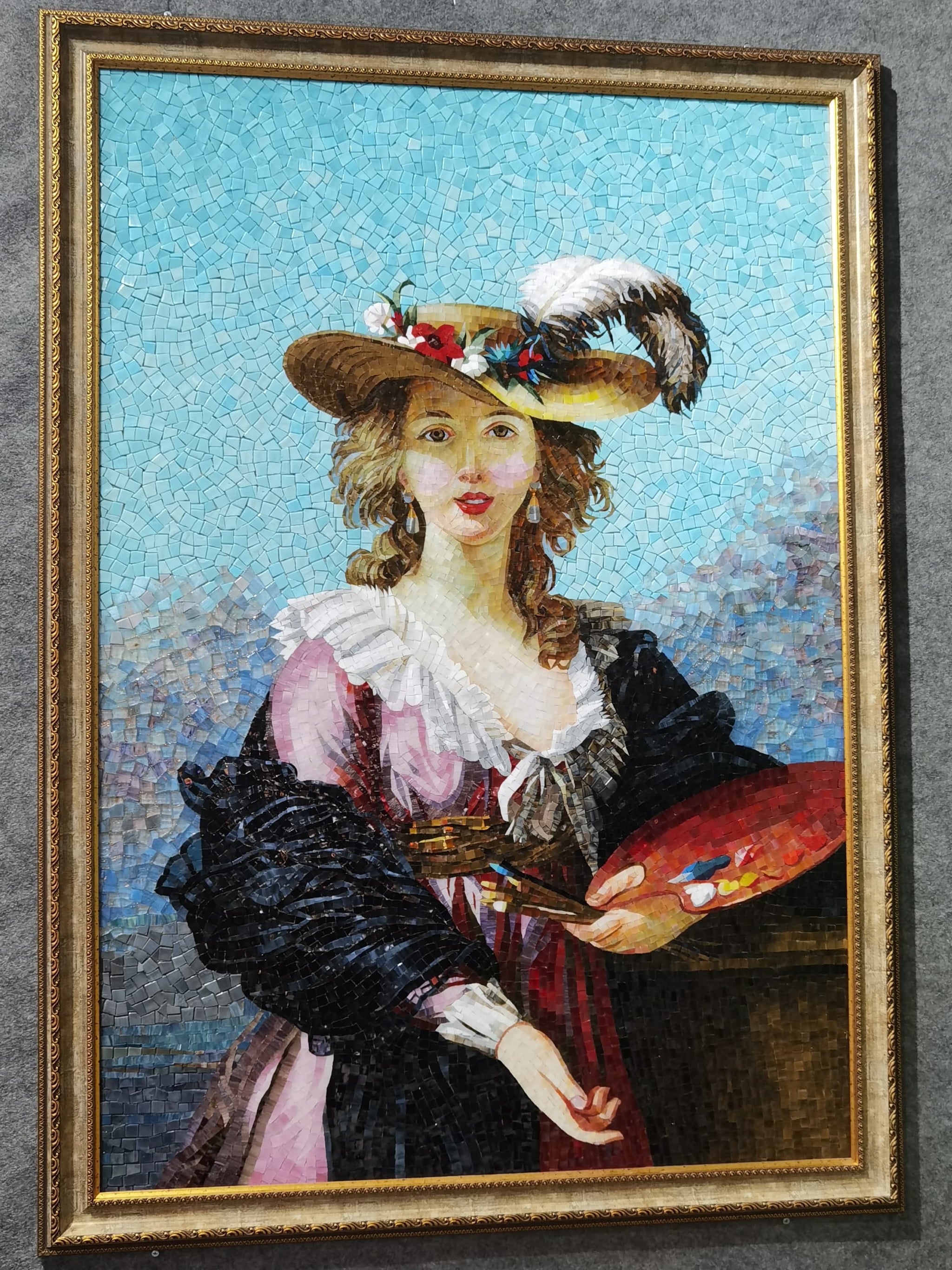 Artistic European-Style Female Portrait Human Figure Glass Mosaic Interior Wall Art