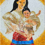 Virgin Mary with Child Glass Mosaic Artwork – Modern Christian Religious Wall Art