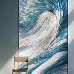 Dynamic Abstract Glass Mosaic Wall Art Inspired by Flowing Wave Energy