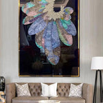 Sculptural Abstract Glass Mosaic Wall Art with Radiating Petal Form and Luminous Depth