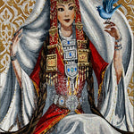 Cultural Royal Female Portrait Human Figure Glass Mosaic Artwork with Ethnic Decorative Style
