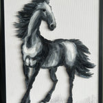 Ink Style Horse Glass Mosaic Art – Black and White Custom Mosaic Tile for Pool & Wall Decoration