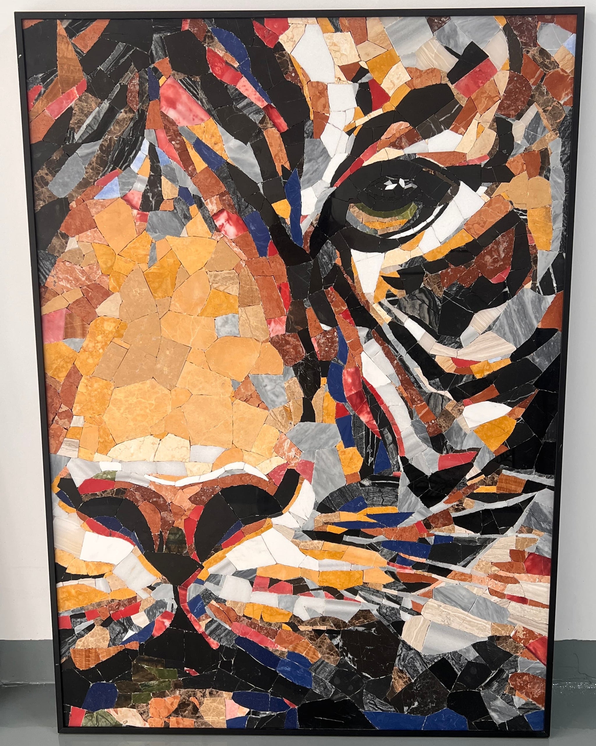 Powerful Tiger Stone Mosaic Tile – Handmade Animal Mosaic for Interior & Exterior Walls