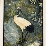 White Crane Stone Mosaic Art – Handmade Natural Stone Mosaic Decoration