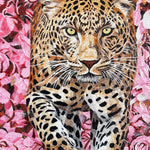 Leopard Glass Mosaic Art – Custom Animal Mosaic Tile with Floral Background for Pool & Wall Decoration